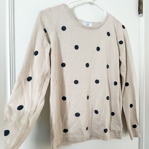 Beige and Navy Polka Dot Sweater